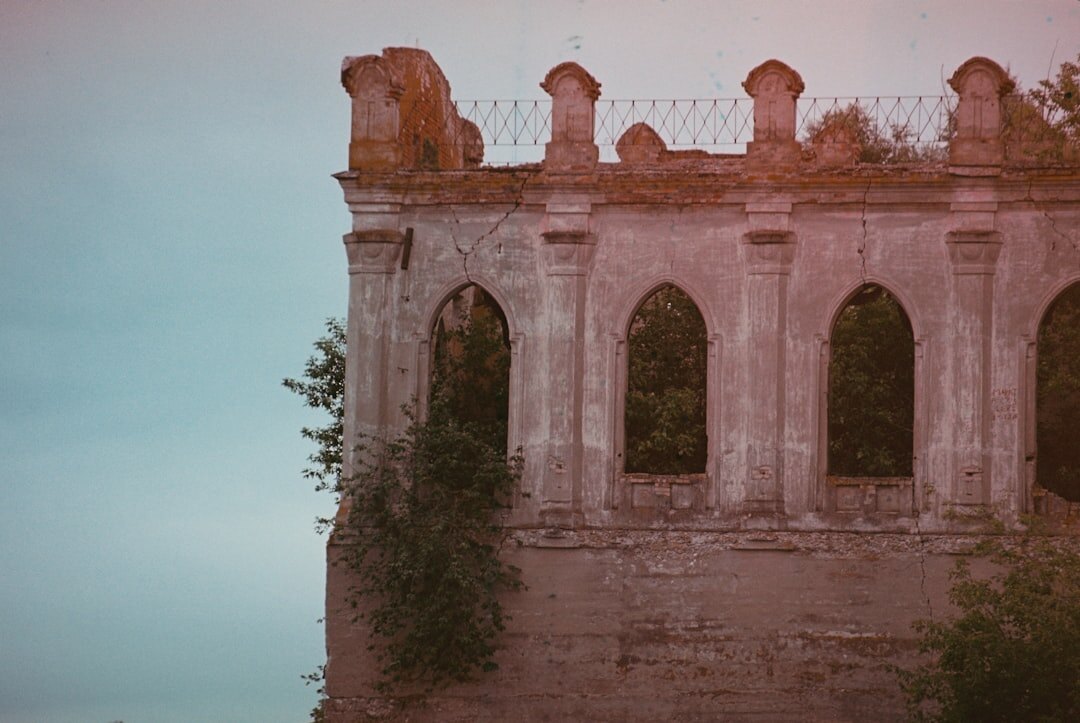 old abandoned castle at dusk